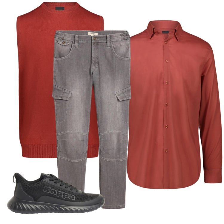 Outfit uomo - Total look #2374234. Stile Casual per Tutti i giorni. Abbinamento con jeans dritti, sneakers, gilet, camicie.