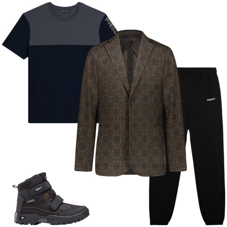 Outfit uomo - Total look #2374238. Stile Urban per Tutti i giorni. Abbinamento con stivali e stivaletti, pantaloni, t-shirt, giacche.