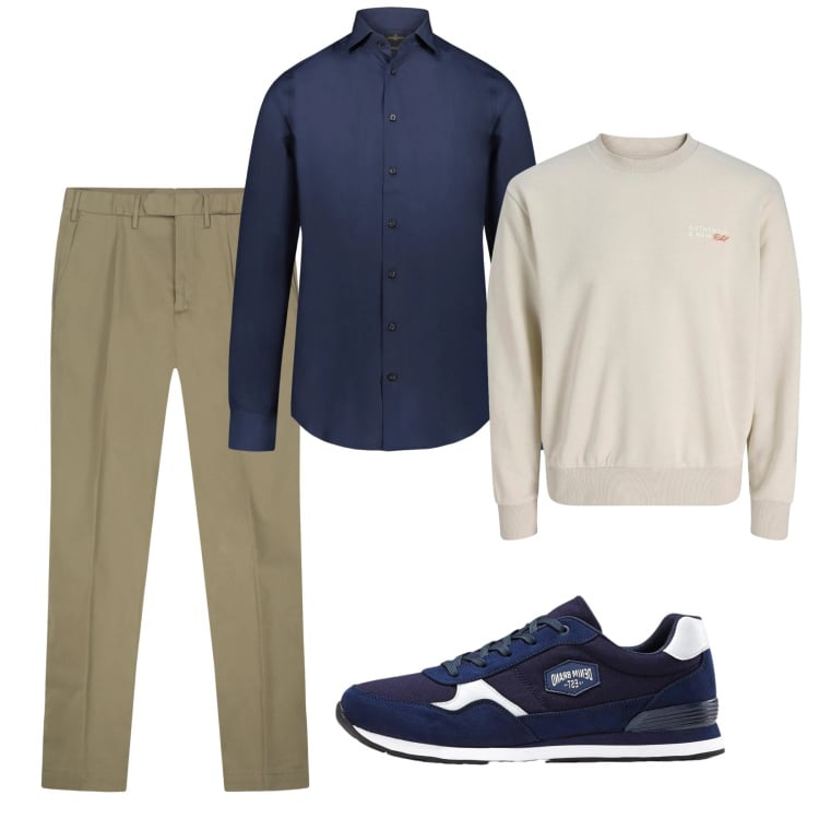 Outfit uomo - Marzo. Stile Casual per Tutti i giorni. Abbinamento con sneakers, felpe, camicie, pantaloni.