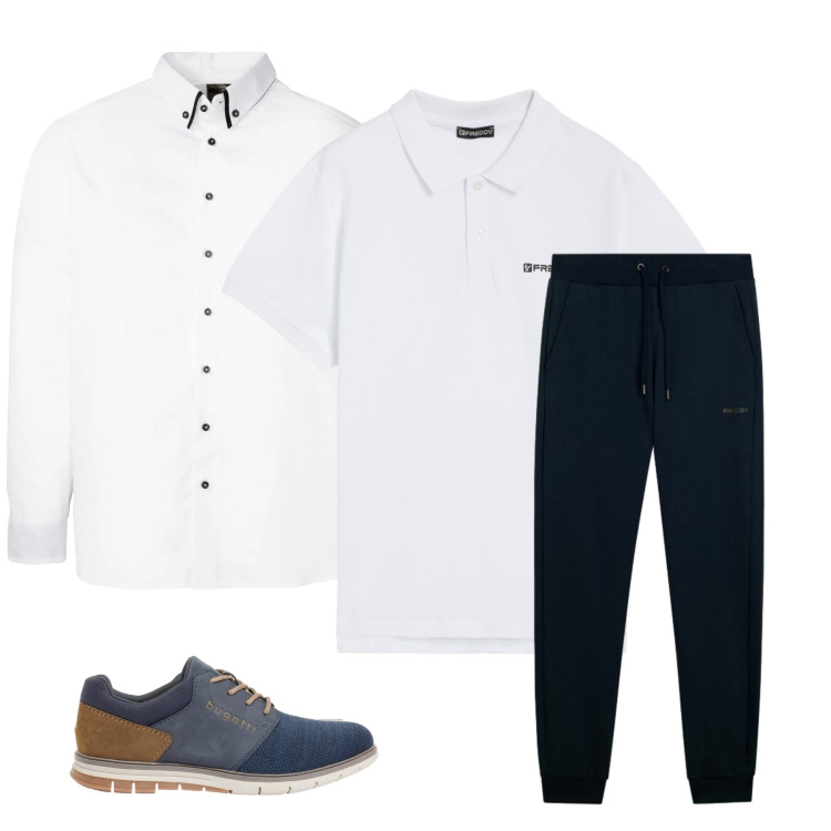 Outfit uomo - Dynamic Balance. Stile Urban per Tutti i giorni. Abbinamento con scarpe stringate, camicie, pantaloni, polo.
