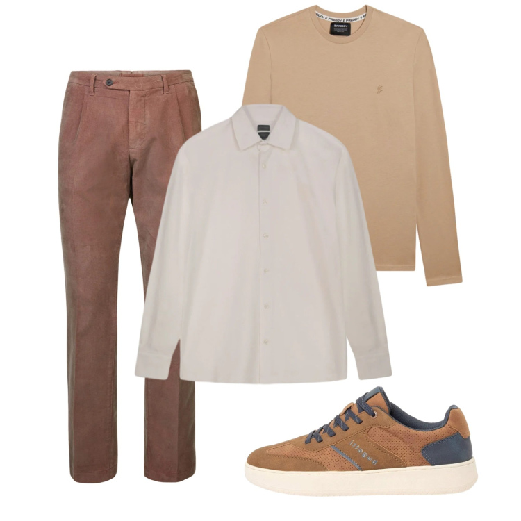Outfit uomo - Marzo. Stile Casual per Tutti i giorni. Abbinamento con sneakers, t-shirt, pantaloni, polo.