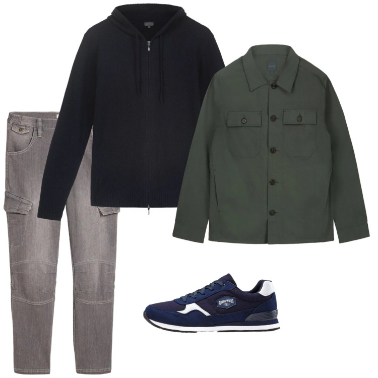 Outfit uomo - Marzo. Stile Casual per Tutti i giorni. Abbinamento con sneakers, jeans dritti, felpe con cappuccio, cappotti.