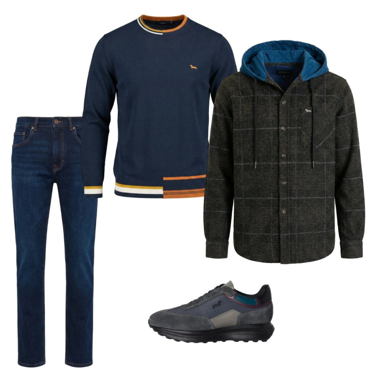 Outfit uomo - Marzo. Stile Casual per Tutti i giorni. Abbinamento con jeans, sneakers, cappotti, pullovers.