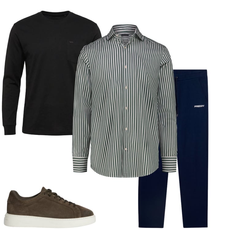 Outfit uomo - Total look #2374264. Stile Casual per Tutti i giorni. Abbinamento con sneakers, t-shirt, pantaloni, camicie.