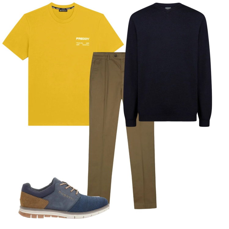 Outfit uomo - Total look #2374266. Stile Casual per Tutti i giorni. Abbinamento con scarpe stringate, t-shirt, maglieria, pantaloni.