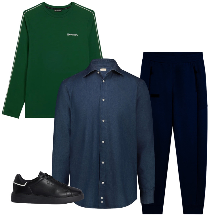 Outfit uomo - Total look #2374269. Stile Urban per Tutti i giorni. Abbinamento con sneakers, t-shirt, pantaloni, camicie.