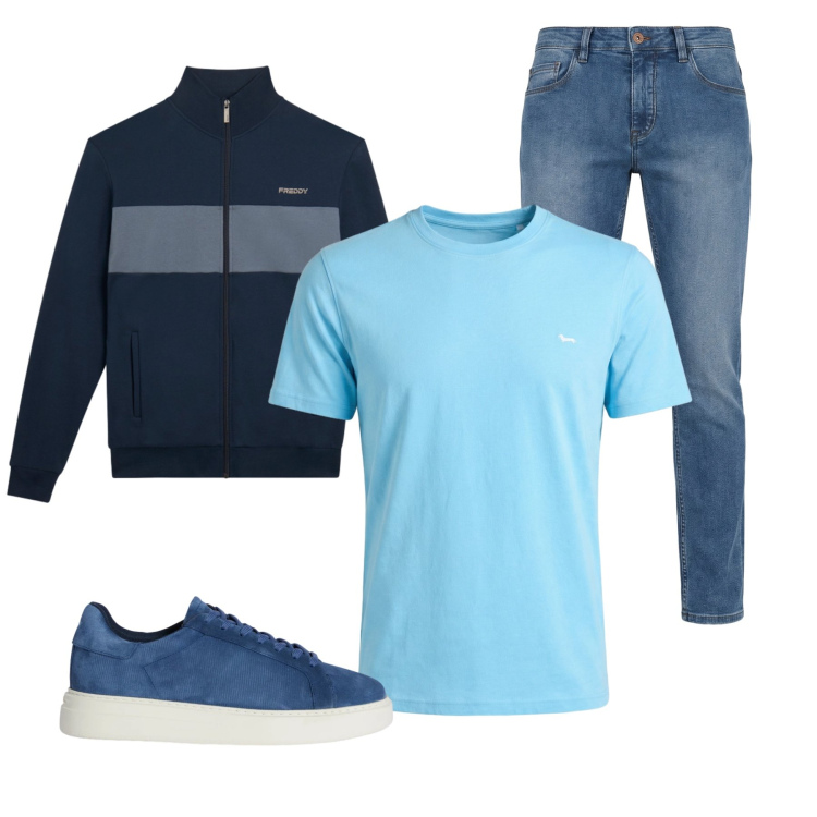 Outfit uomo - Total look #2374274. Stile Casual per Tutti i giorni. Abbinamento con t-shirt, sneakers, jeans, felpe.
