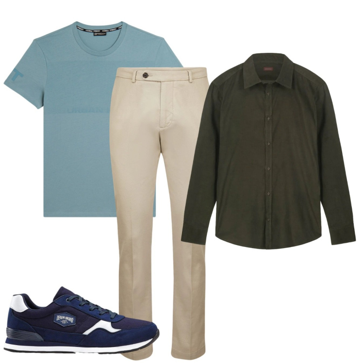 Outfit uomo - Total look #2374279. Stile Casual per Tutti i giorni. Abbinamento con sneakers, t-shirt, pantaloni, camicie.