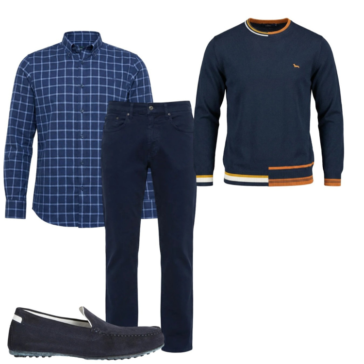 Outfit uomo - Total look #2374282. Stile Casual per Tutti i giorni. Abbinamento con scarpe stringate, pullovers, camicie, pantaloni.