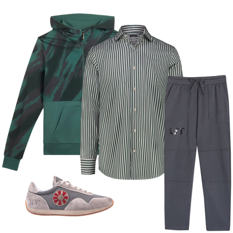 Outfit uomo - Total look #2374288. Stile Casual per Tutti i giorni. Abbinamento con pantaloni, felpe con cappuccio, sneakers, camicie.