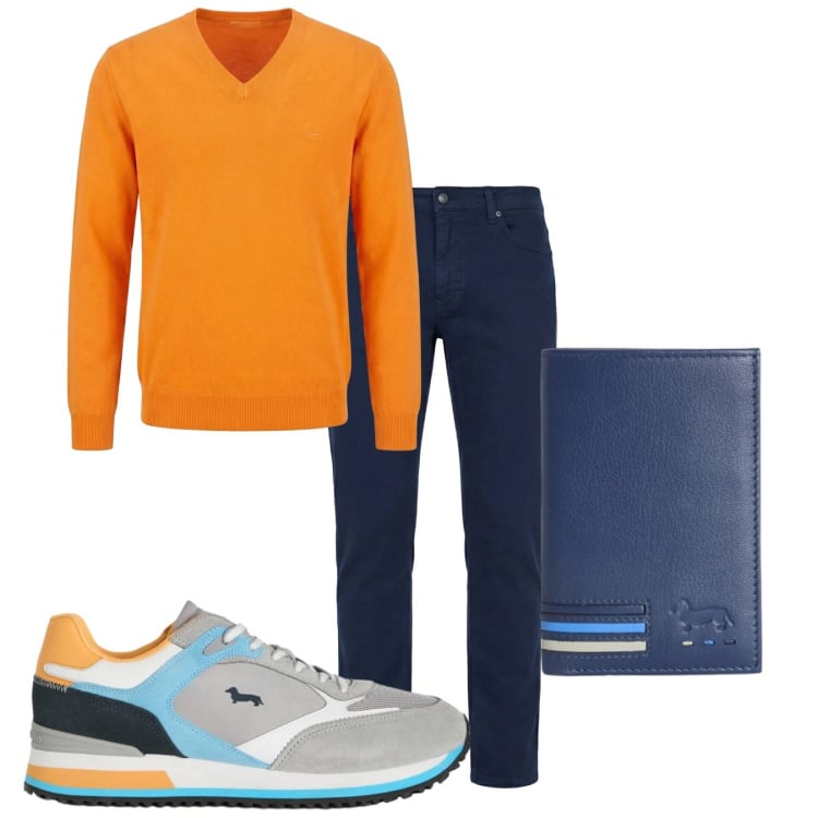 Outfit uomo - Total look #2374293. Stile Casual per Tutti i giorni. Abbinamento con sneakers, portafogli, pullovers, pantaloni.