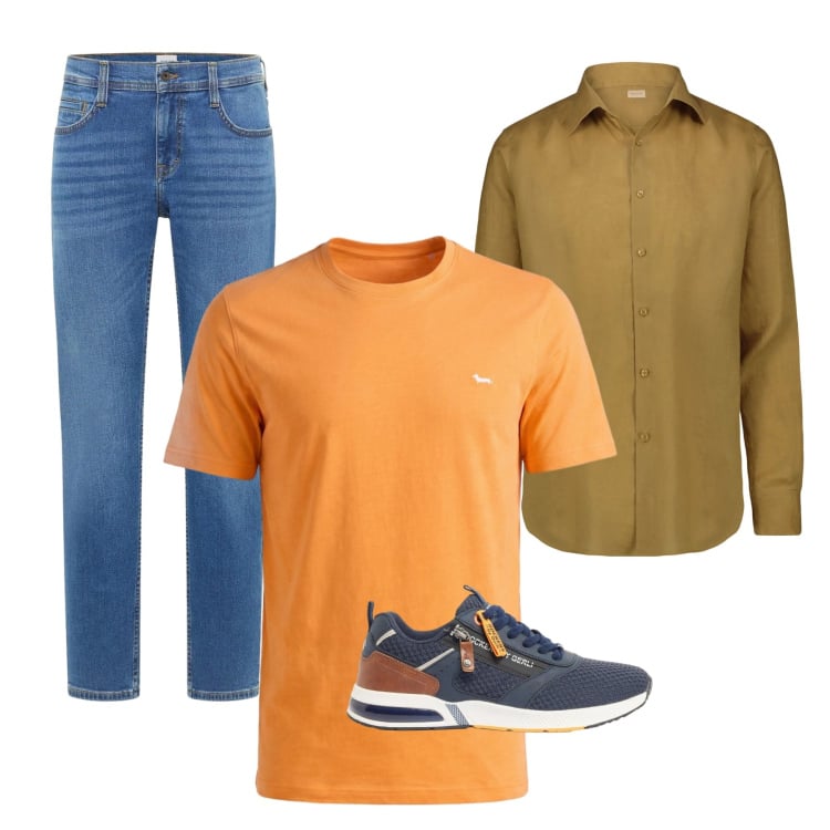 Outfit uomo - Total look #2374294. Stile Casual per Tutti i giorni. Abbinamento con jeans bootcut, sneakers, t-shirt, camicie.