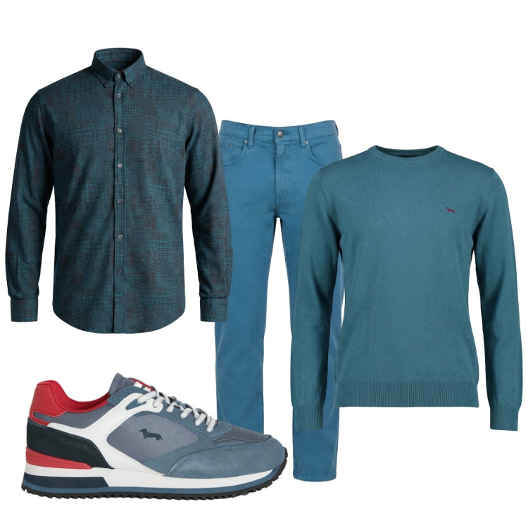 Outfit uomo - Total look #2374296. Stile Casual per Tutti i giorni. Abbinamento con sneakers, pullovers, pantaloni, camicie.
