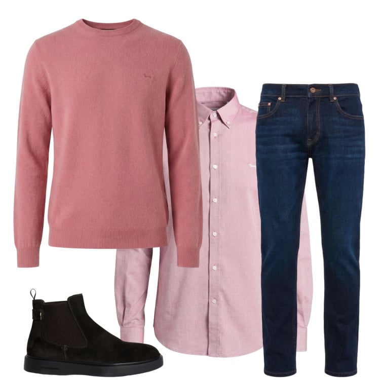 Outfit uomo - Total look #2374311. Stile Trendy per Tutti i giorni. Abbinamento con camicie, jeans, pullovers, stivali e stivaletti.