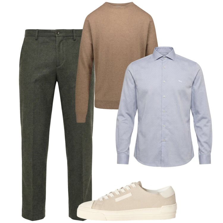 Outfit uomo - Total look #2374314. Stile Casual per Tutti i giorni. Abbinamento con sneakers, pantaloni chino, camicie, maglieria.
