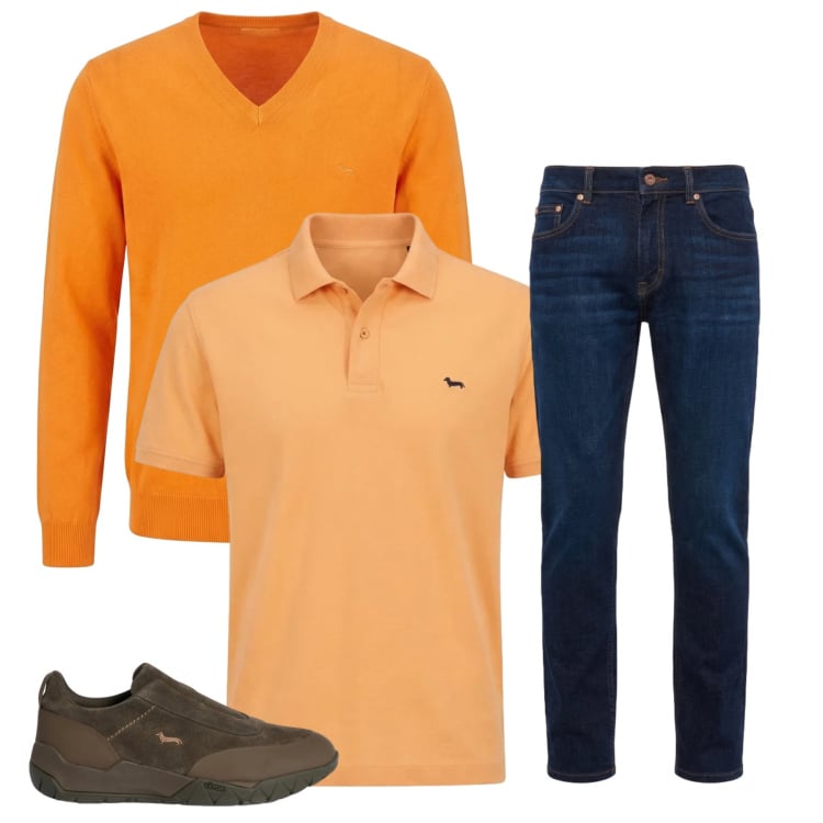 Outfit uomo - Total look #2374319. Stile Trendy per Tutti i giorni. Abbinamento con polo, pullovers, jeans, sneakers.