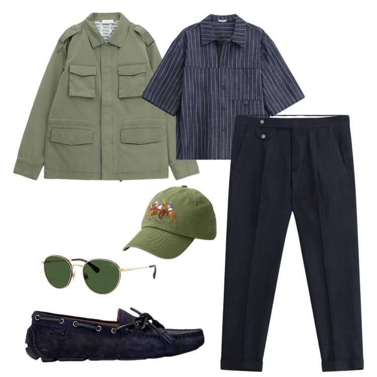 Outfit uomo - The new crew Imperial. Stile Urban per Tutti i giorni. Abbinamento con pantaloni, cappotti, camicie a manica corta, scarpe stringate, occhiali da sole, cappelli.