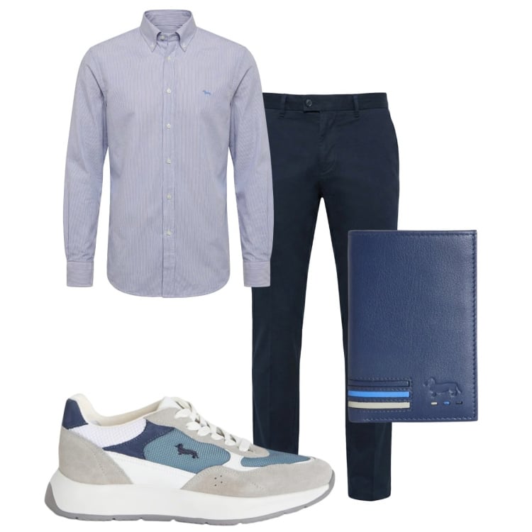 Outfit uomo - Total look #2374333. Stile Casual per Tutti i giorni. Abbinamento con sneakers, portafogli, pantaloni chino, camicie.