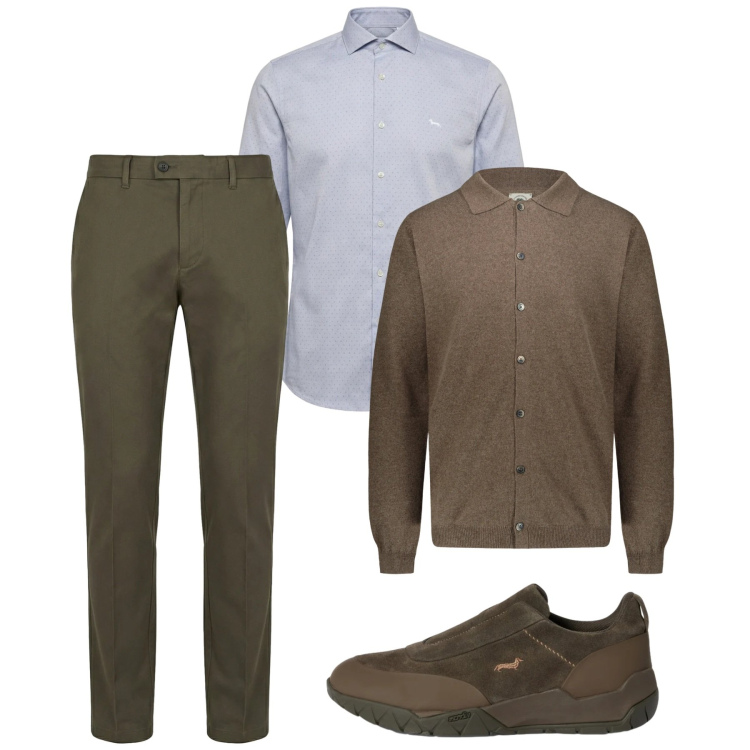 Outfit uomo - Marzo. Stile Casual per Tutti i giorni. Abbinamento con pantaloni chino, sneakers, camicie, polo.