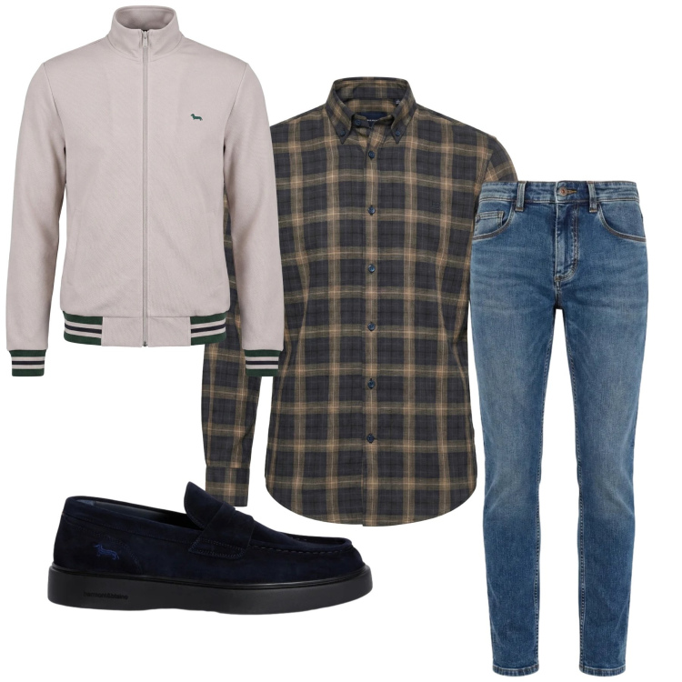 Outfit uomo - Total look #2374343. Stile Trendy per Tutti i giorni. Abbinamento con felpe, jeans slim fit, scarpe stringate, camicie.