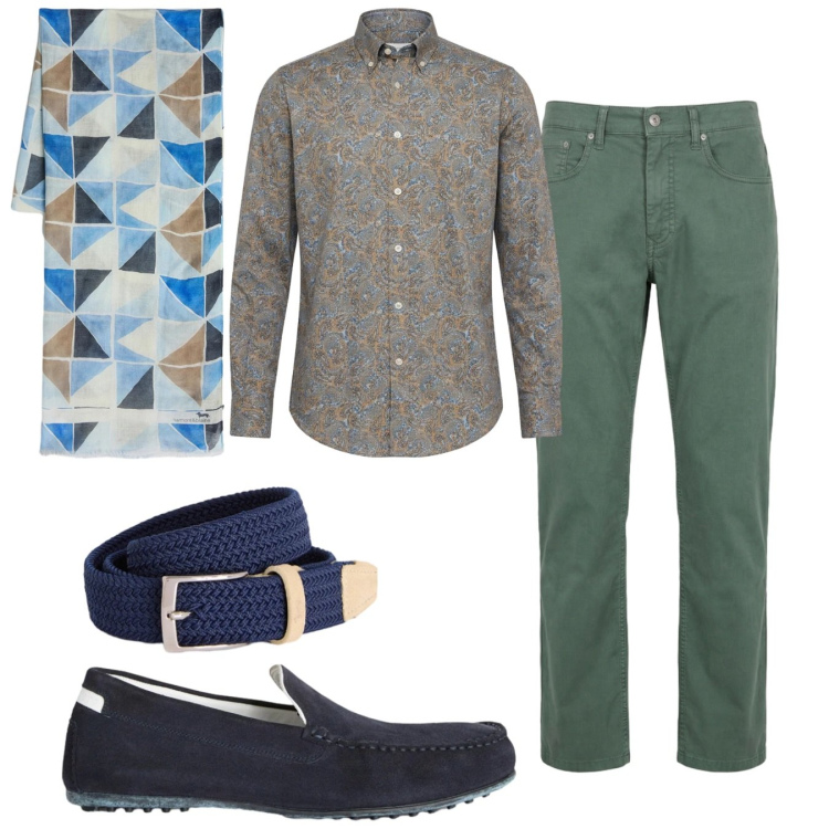 Outfit uomo - Total look #2374345. Stile Casual per Tutti i giorni. Abbinamento con scarpe stringate, cinture, sciarpe, pantaloni, camicie.