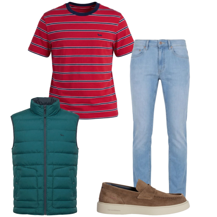 Outfit uomo - Total look #2374349. Stile Trendy per Sport. Abbinamento con t-shirt, jeans, scarpe stringate, piumini.