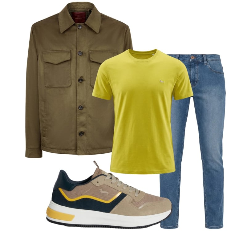 Outfit uomo - Total look #2374362. Stile Trendy per Tutti i giorni. Abbinamento con sneakers, jeans, t-shirt, giacche.