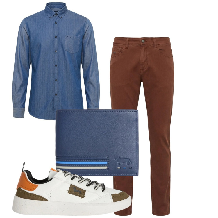 Outfit uomo - Total look #2374363. Stile Casual per Tutti i giorni. Abbinamento con portafogli, sneakers, camicie, pantaloni.