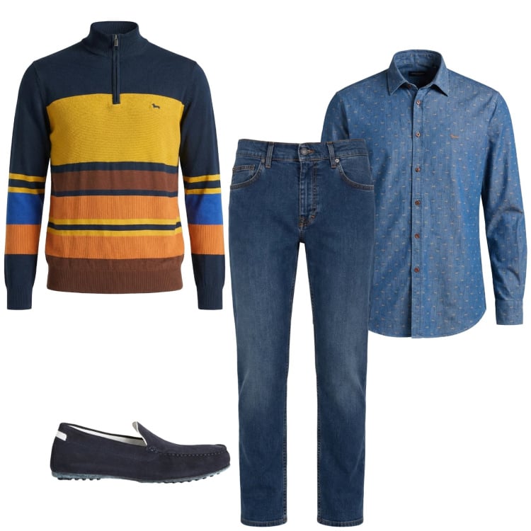 Outfit uomo - Total look #2374364. Stile Urban per Tutti i giorni. Abbinamento con scarpe stringate, jeans, camicie, pullovers.