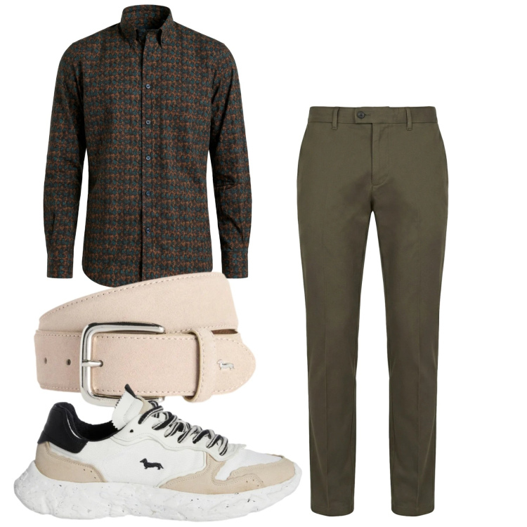 Outfit uomo - Total look #2374365. Stile Casual per Tutti i giorni. Abbinamento con cinture, sneakers, pantaloni chino, camicie.
