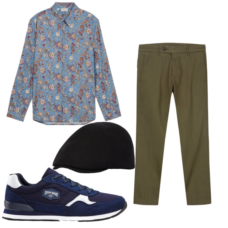 Outfit uomo - Total look #2374373. Stile Casual per Tutti i giorni. Abbinamento con sneakers, camicie, cappelli e berretti, pantaloni chino.