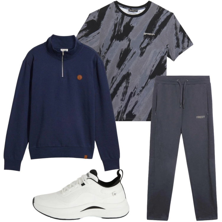 Outfit uomo - Total look #2374377. Stile Casual per Sport. Abbinamento con felpe, sneakers, pantaloni, t-shirt.