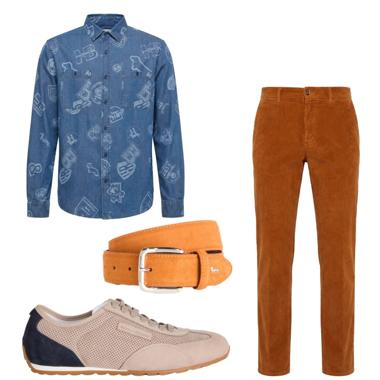 Outfit uomo - Total look #2374392. Stile Casual per Tutti i giorni. Abbinamento con sneakers, cinture, pantaloni chino, camicie.