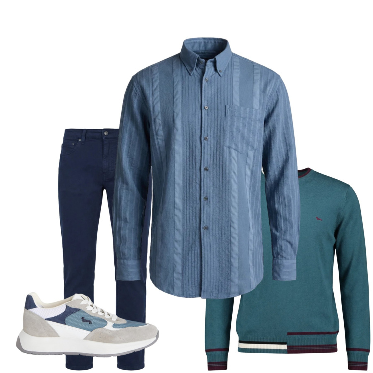 Outfit uomo - Total look #2374393. Stile Trendy per Tutti i giorni. Abbinamento con sneakers, pantaloni, pullovers, camicie.