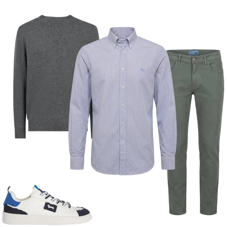 Outfit uomo - Total look #2374397. Stile Trendy per Tutti i giorni. Abbinamento con sneakers, pantaloni, camicie, maglieria.