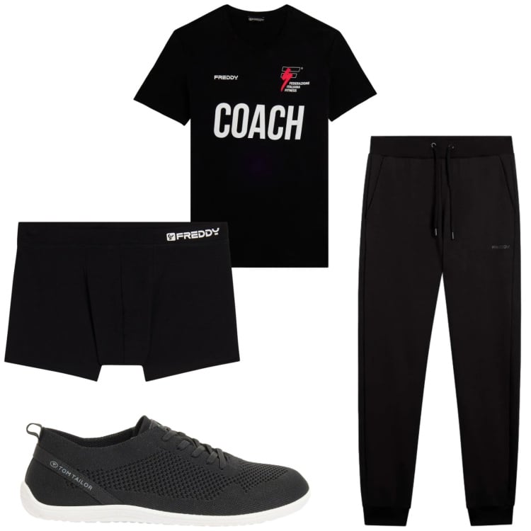 Outfit uomo - Total look #2374398. Stile Casual per Sport. Abbinamento con sneakers, pantaloni, boxer, t-shirt.
