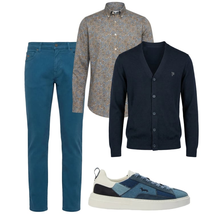 Outfit uomo - Total look #2374400. Stile Casual per Tutti i giorni. Abbinamento con sneakers, cardigans, pantaloni, camicie.