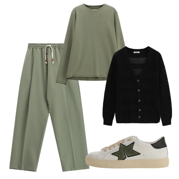 Outfit uomo - Il mood della nuova stagione. Stile Casual per Tutti i giorni. Abbinamento con cardigans, pantaloni, sneakers, felpe.