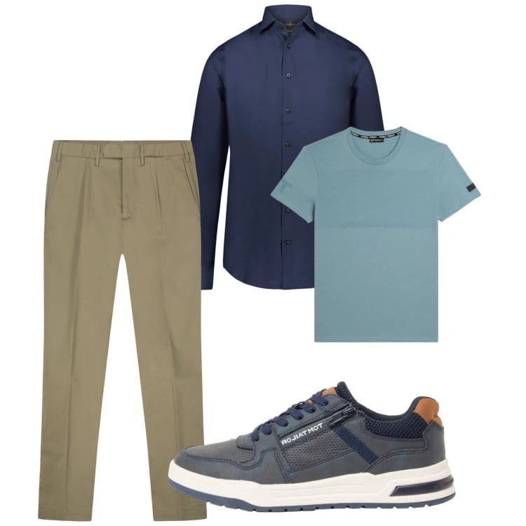 Outfit uomo - Total look #2374418. Stile Casual per Tutti i giorni. Abbinamento con sneakers, t-shirt, camicie, pantaloni.
