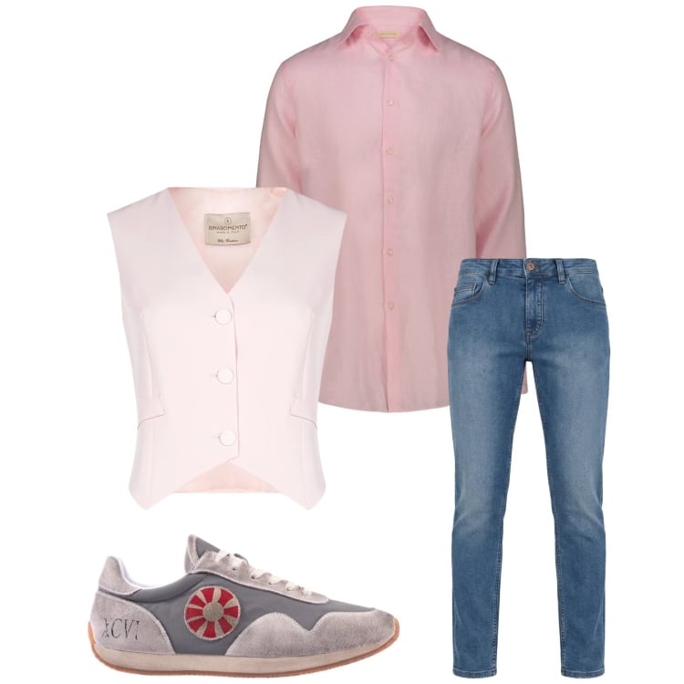 Outfit uomo - Total look #2374429. Stile Trendy per Tutti i giorni. Abbinamento con jeans, gilet, camicie, sneakers.