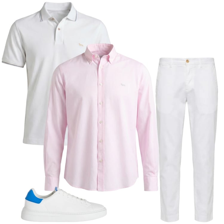 Outfit uomo - Total look #2374434. Stile Urban per Ufficio. Abbinamento con sneakers, camicie, pantaloni chino, polo.