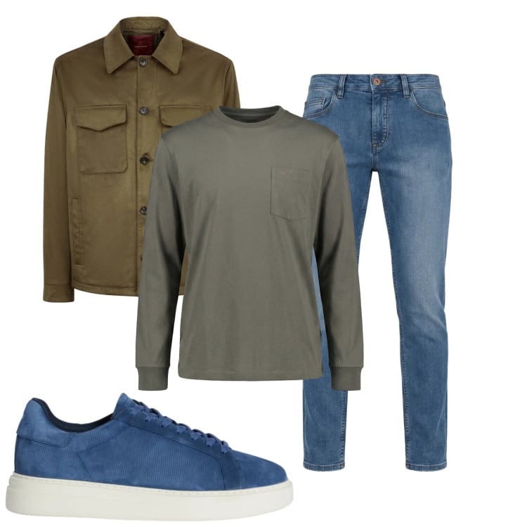 Outfit uomo - Total look #2374443. Stile Casual per Tutti i giorni. Abbinamento con t-shirt, sneakers, jeans, giacche.