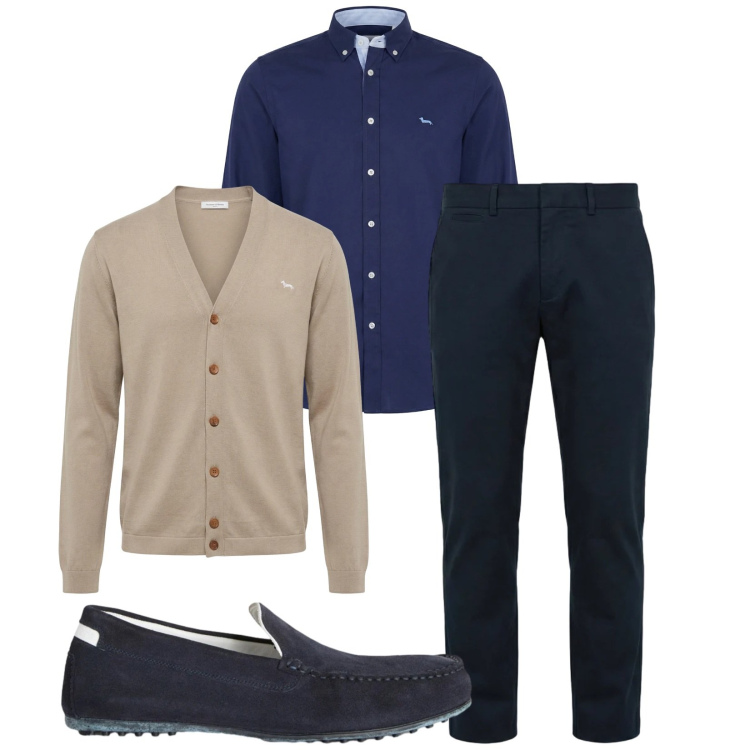 Outfit uomo - Total look #2374450. Stile Trendy per Serata speciale. Abbinamento con scarpe stringate, cardigans, camicie, pantaloni chino.