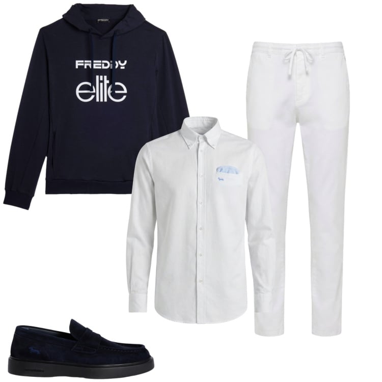 Outfit uomo - Total look #2374451. Stile Urban per Tutti i giorni. Abbinamento con pantaloni, scarpe stringate, camicie, felpe con cappuccio.