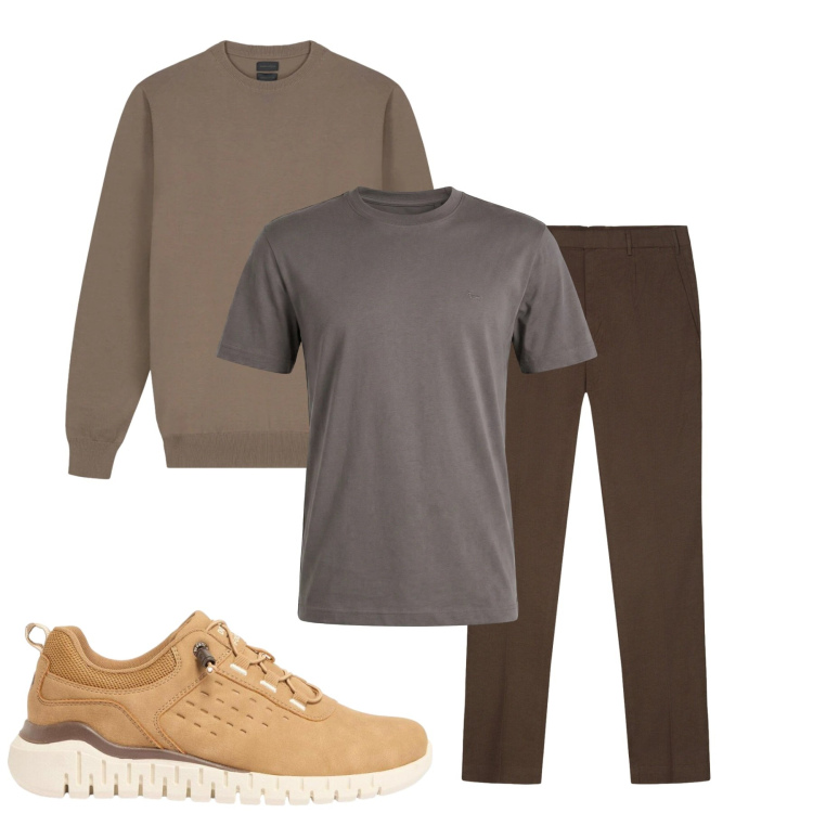Outfit uomo - Total look #2374452. Stile Casual per Tutti i giorni. Abbinamento con sneakers, t-shirt, maglieria, pantaloni.