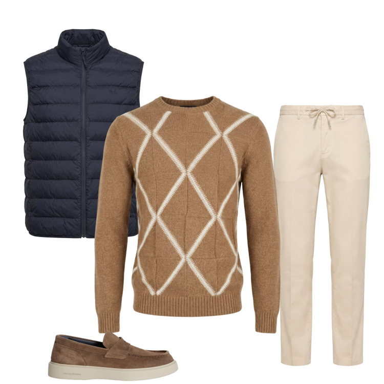 Outfit uomo - Total look #2374456. Stile Urban per Tutti i giorni. Abbinamento con piumini, maglieria, scarpe stringate, pantaloni.