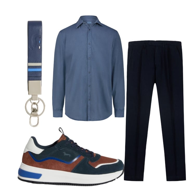Outfit uomo - Total look #2374460. Stile Casual per Tutti i giorni. Abbinamento con portachiavi, sneakers, pantaloni, camicie.