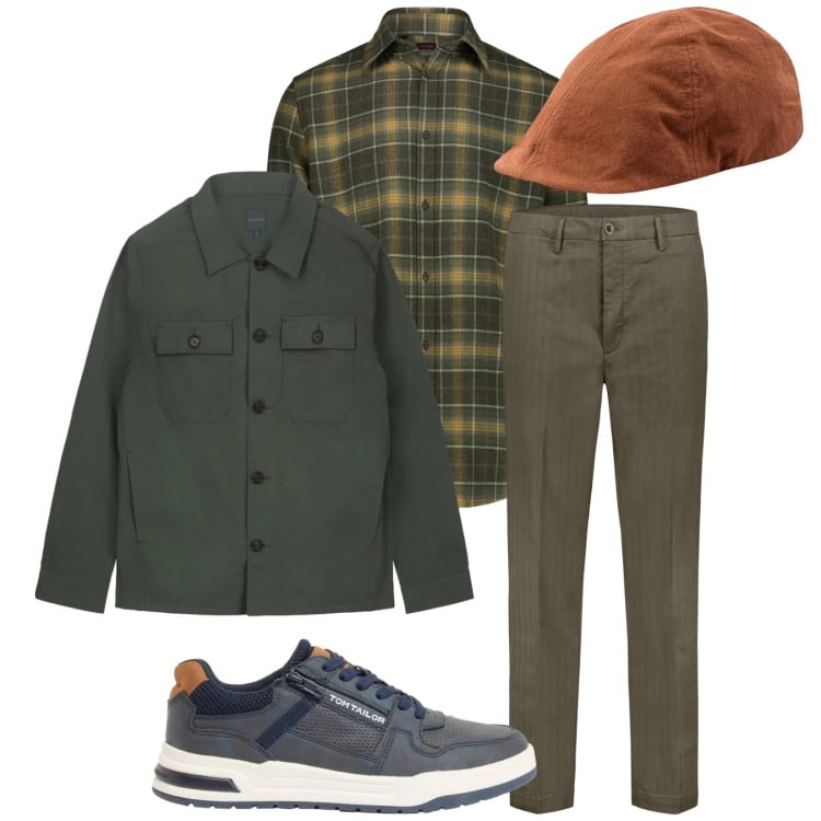 Outfit uomo - Total look #2374464. Stile Trendy per Tutti i giorni. Abbinamento con sneakers, pantaloni, cappelli con visiera, camicie, cappotti.