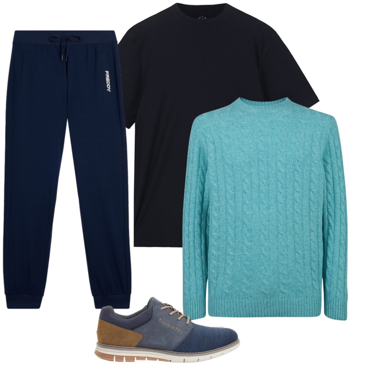 Outfit uomo - Total look #2374477. Stile Urban per Tutti i giorni. Abbinamento con scarpe stringate, pantaloni, maglieria, t-shirt.
