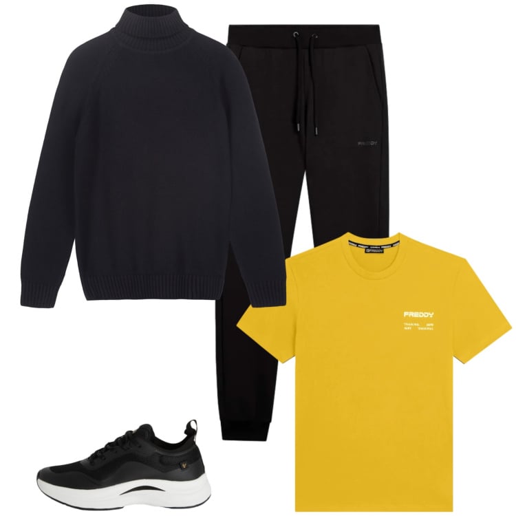 Outfit uomo - Total look #2374485. Stile Urban per Tutti i giorni. Abbinamento con t-shirt, sneakers, pantaloni, pullovers.